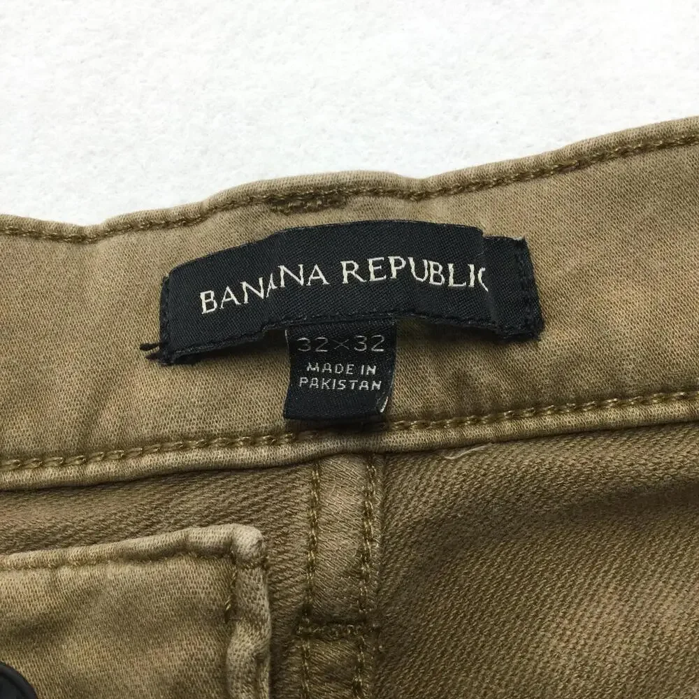 Banana Republic Jeans Mens 32x32 Beige Straight Leg Denim Zip Fly Stretch Casual